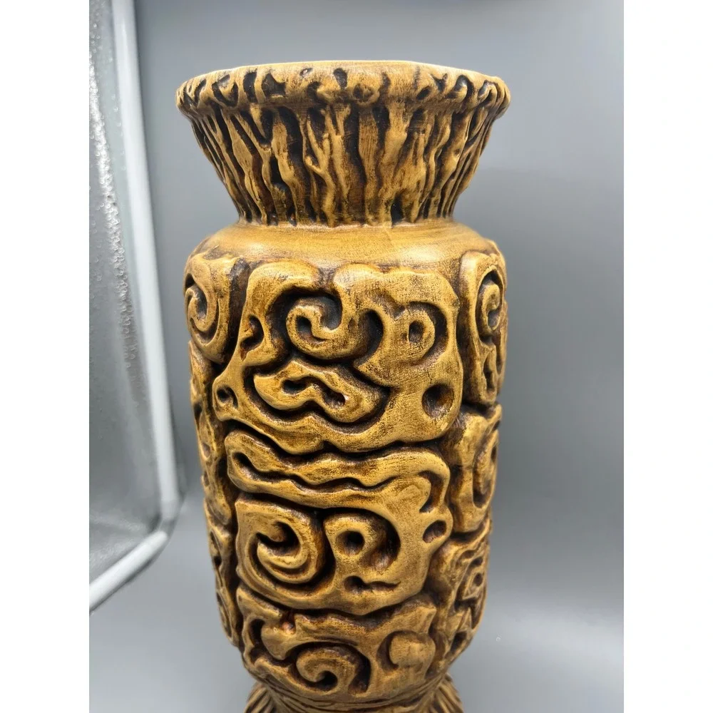 Vintage Haeger Pottery Brown Tiki Vase model #4079‎ 12